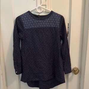 Madewell Navy floral Blue Long Blouse